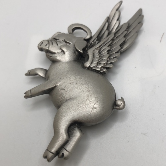 JJ  A flying pig vintage brooch pendant by JJ Jonette Jewelry 80’s - Picture 6 of 6